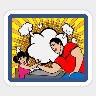 Funny Colorful Arm Wrestling Sticker